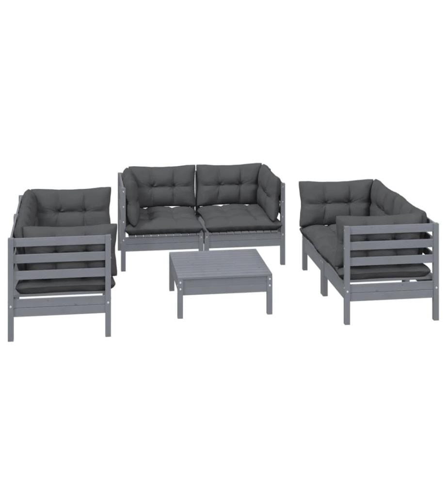 7-tlg. Garten-Lounge-Set mit Kissen Kiefer Massivholz