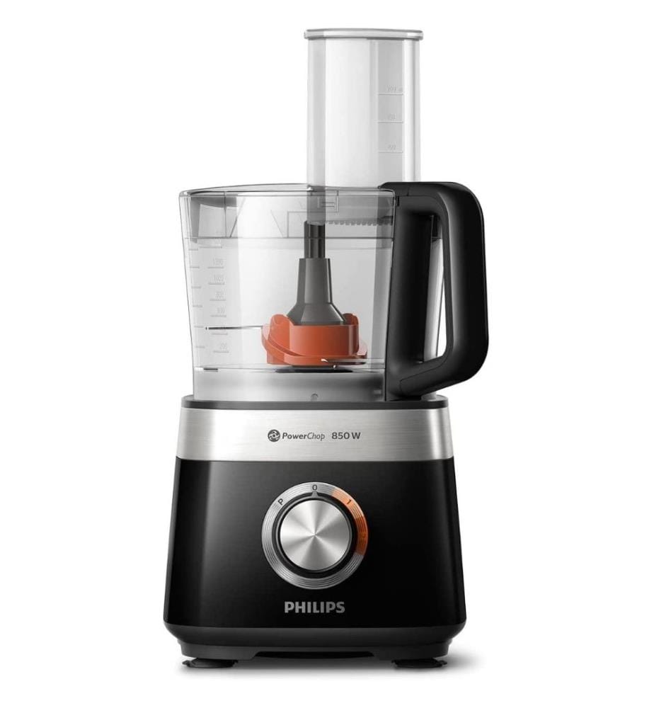 Philips HR7530, 10 K�chenmaschine Viva Collection (850 W, 29 Funktionen, 2L F�llkapazit�t, 2-in-1 Schneidescheibe, Zitruspressenaufsatz, Standmixeraufsatz) schwarz 850 Watt, 29 Funktionen & Standmixeraufsatz