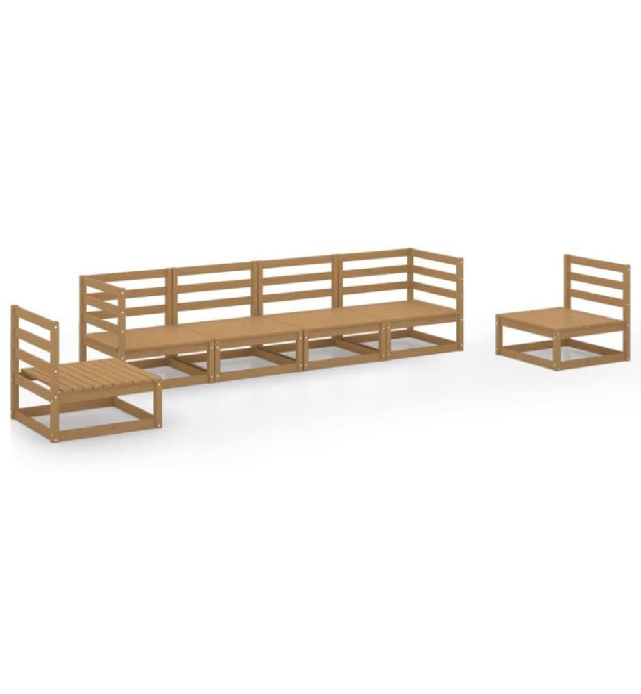 6-tlg. Garten-Lounge-Set Honigbraun Massivholz Kiefer