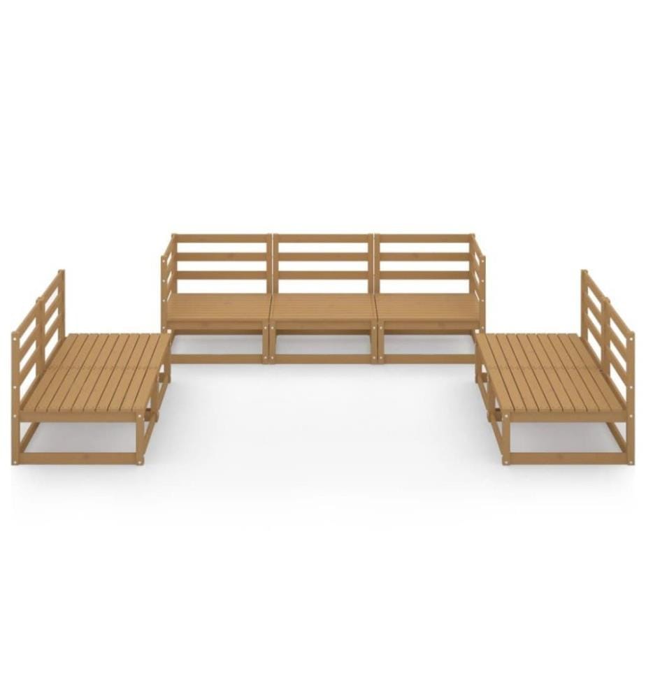 7-tlg. Garten-Lounge-Set Honigbraun Massivholz Kiefer