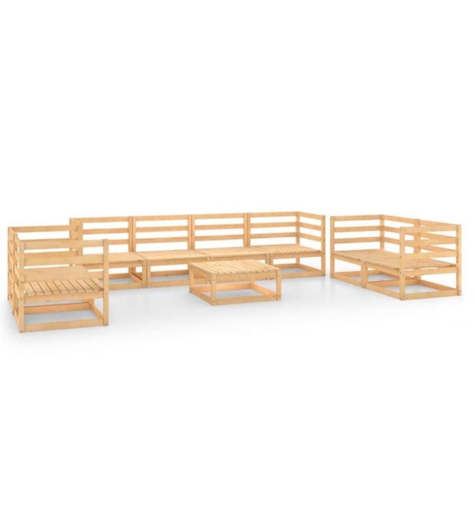 9-tlg. Garten-Lounge-Set Kiefer Massivholz