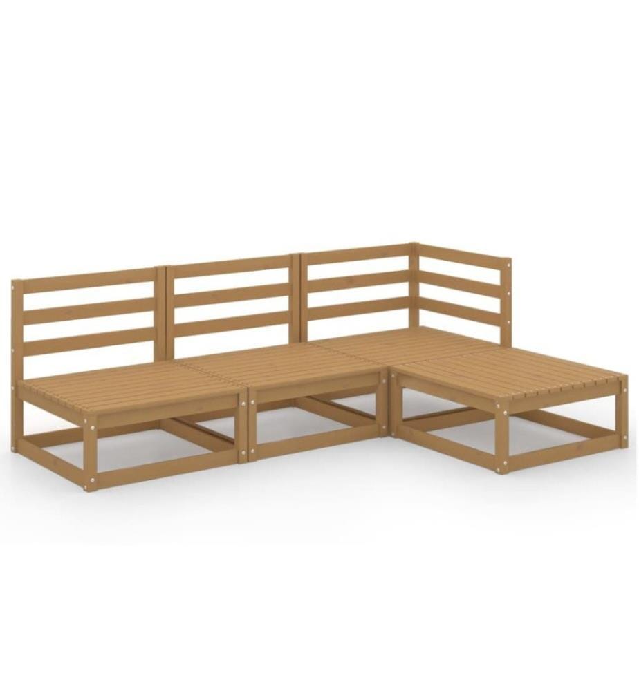 4-tlg. Garten-Lounge-Set Honigbraun Massivholz Kiefer