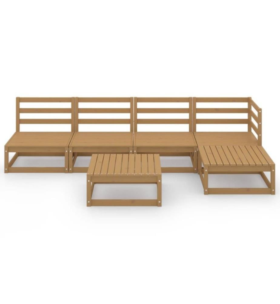 6-tlg. Garten-Lounge-Set Honigbraun Massivholz Kiefer