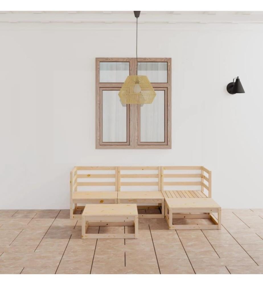 5-tlg. Garten-Lounge-Set Massivholz Kiefer