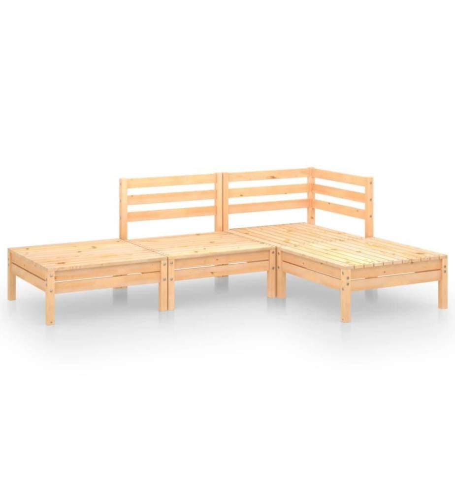 4-tlg. Garten-Lounge-Set Massivholz Kiefer