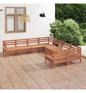 8-tlg. Garten-Lounge-Set Massivholz Kiefer Honigbraun