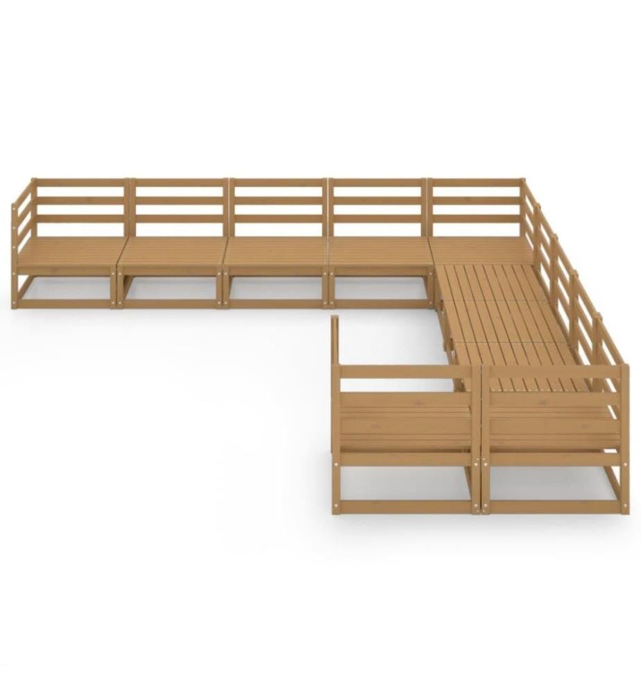 10-tlg. Garten-Lounge-Set Massivholz Kiefer