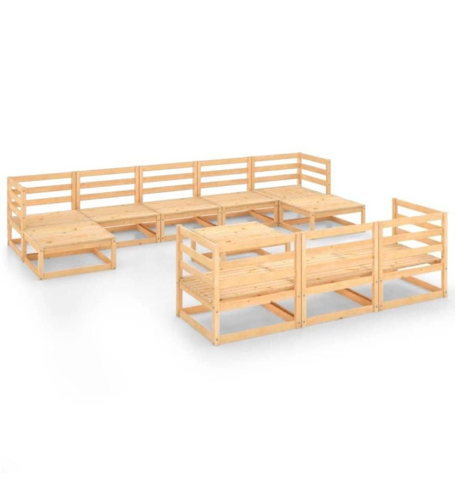 11-tlg. Garten-Lounge-Set Massivholz Kiefer