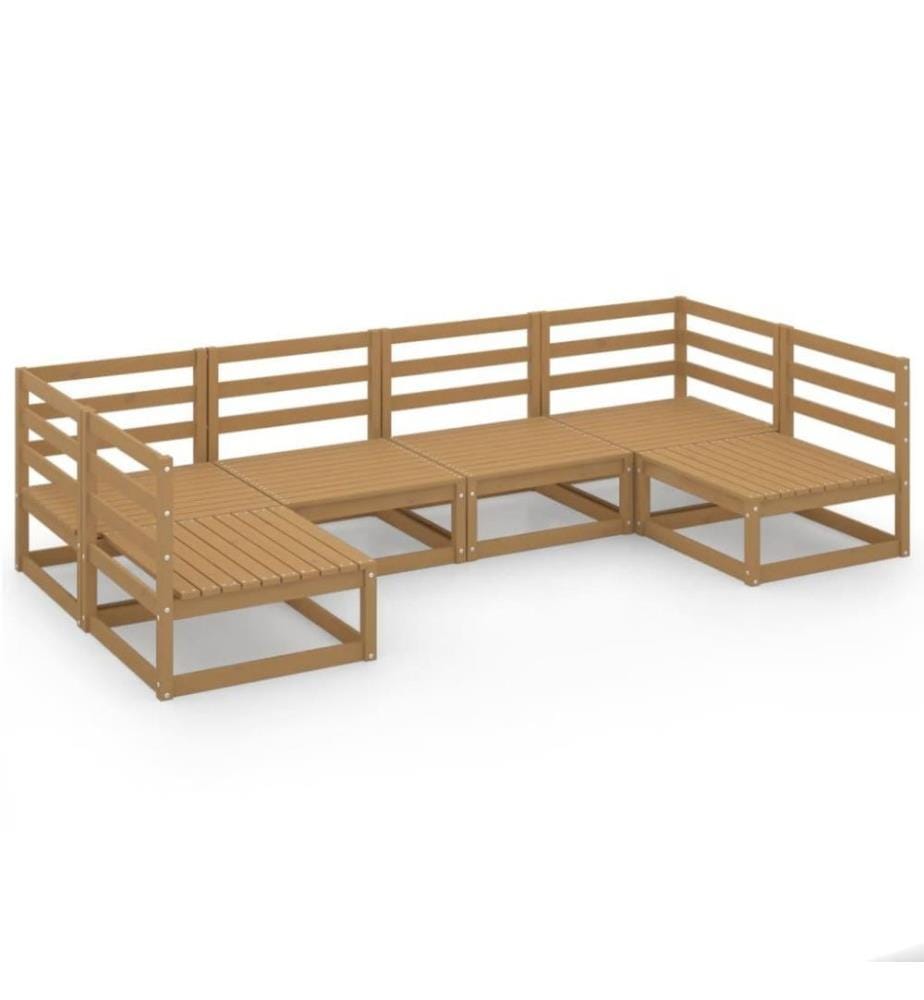 6-tlg. Garten-Lounge-Set Massivholz Kiefer