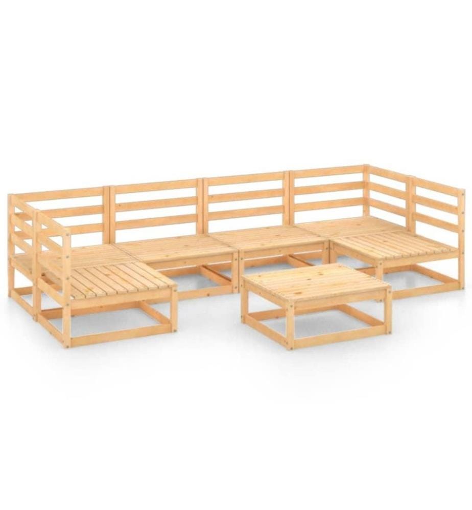 7-tlg. Garten-Lounge-Set Massivholz Kiefer