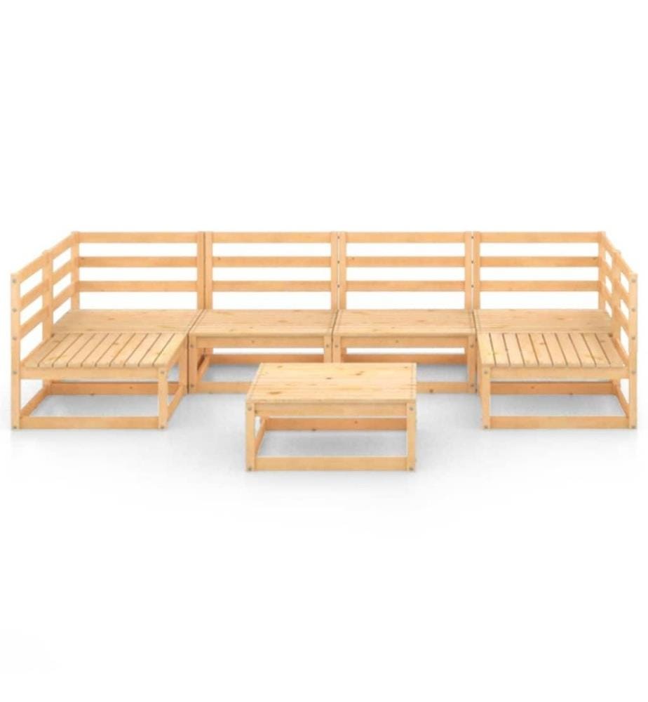 7-tlg. Garten-Lounge-Set Massivholz Kiefer