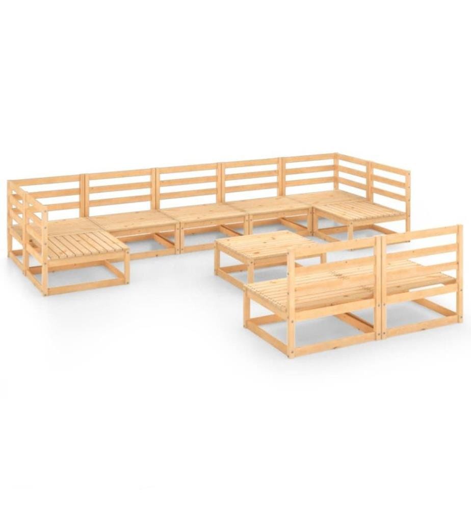 10-tlg. Garten-Lounge-Set Massivholz Kiefer