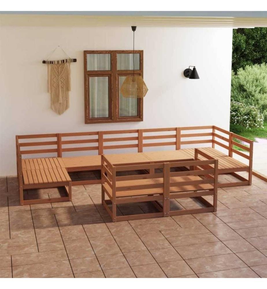 9-tlg. Garten-Lounge-Set Massivholz Kiefer