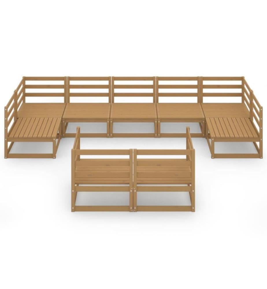 9-tlg. Garten-Lounge-Set Massivholz Kiefer