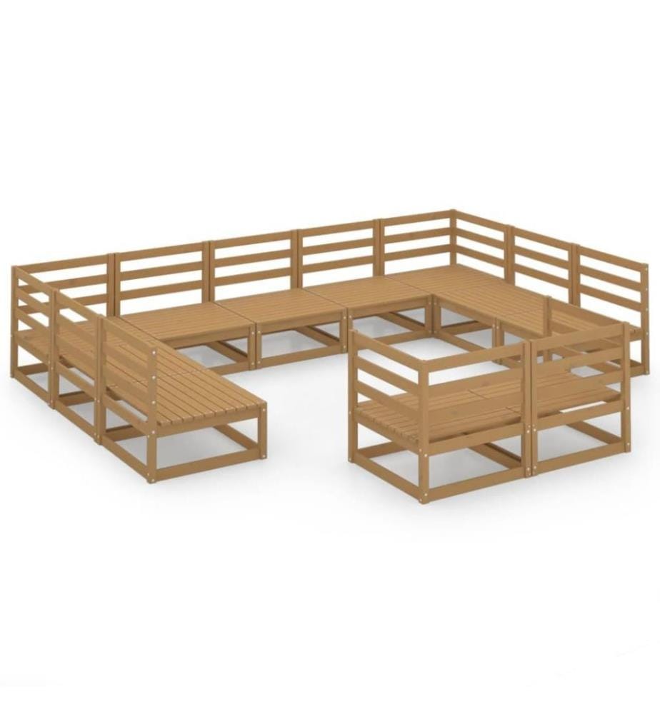 11-tlg. Garten-Lounge-Set Massivholz Kiefer