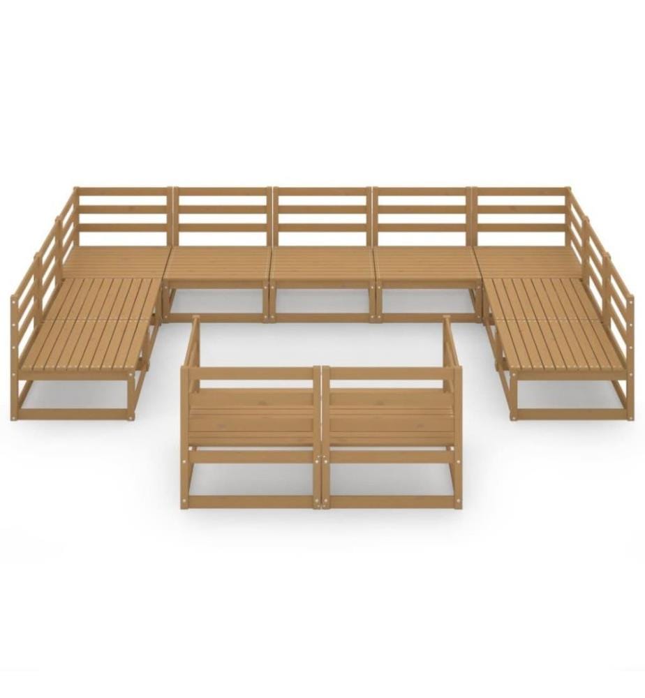 11-tlg. Garten-Lounge-Set Massivholz Kiefer