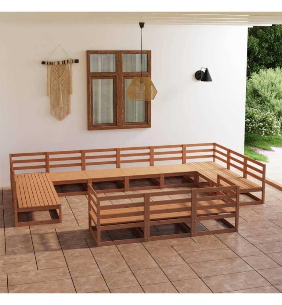 13-tlg. Garten-Lounge-Set Massivholz Kiefer