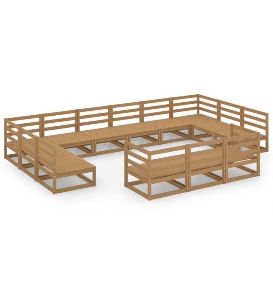 13-tlg. Garten-Lounge-Set Massivholz Kiefer