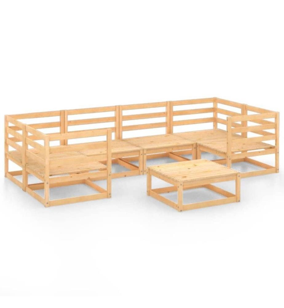 7-tlg. Garten-Lounge-Set Massivholz Kiefer