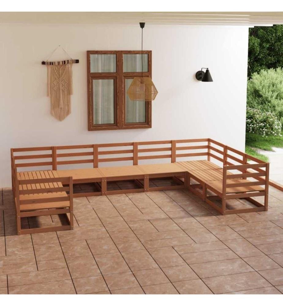 9-tlg. Garten-Lounge-Set Massivholz Kiefer