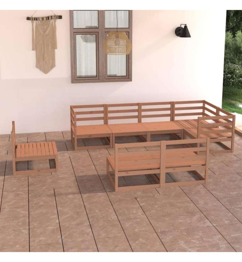 8-tlg. Garten-Lounge-Set Honigbraun Massivholz Kiefer