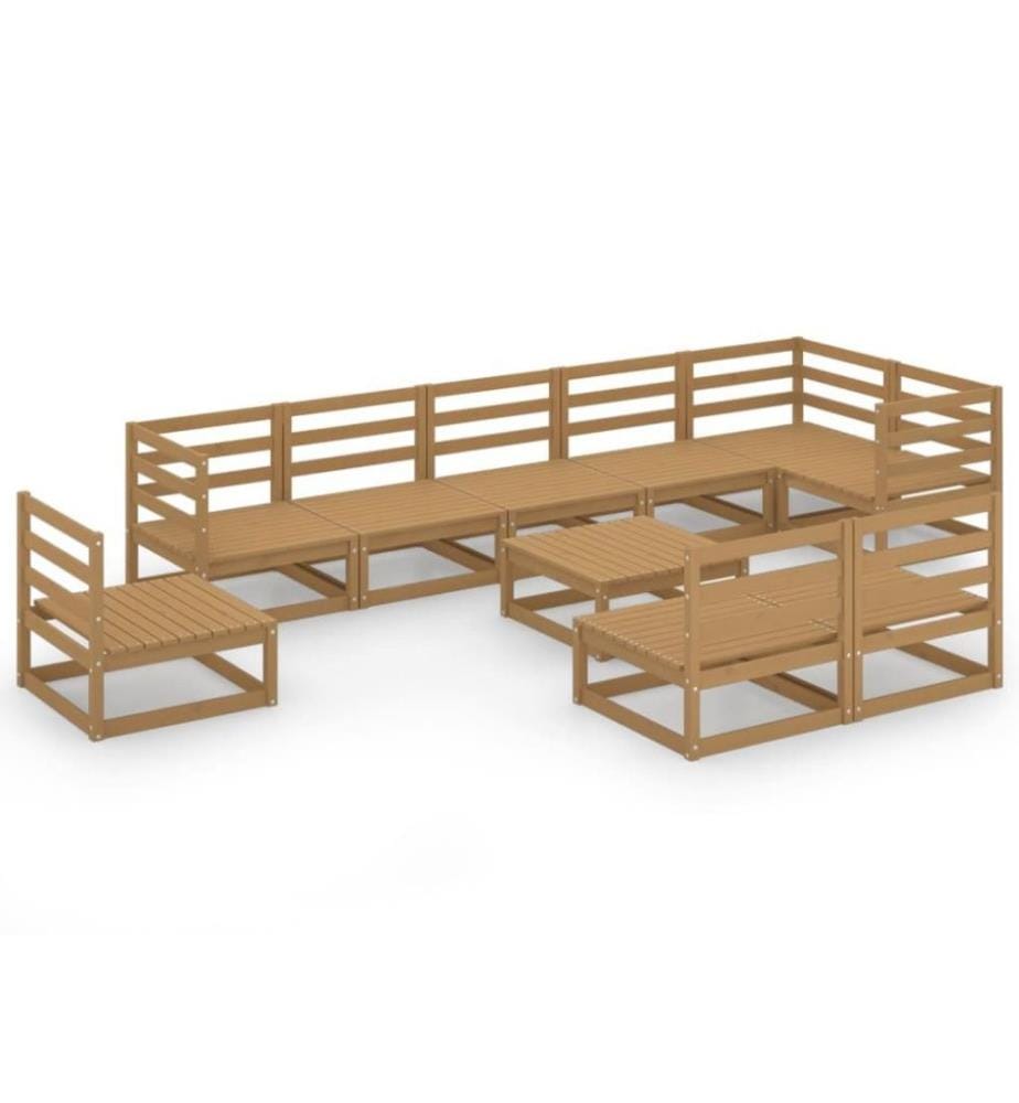 10-tlg. Garten-Lounge-Set Honigbraun Massivholz Kiefer