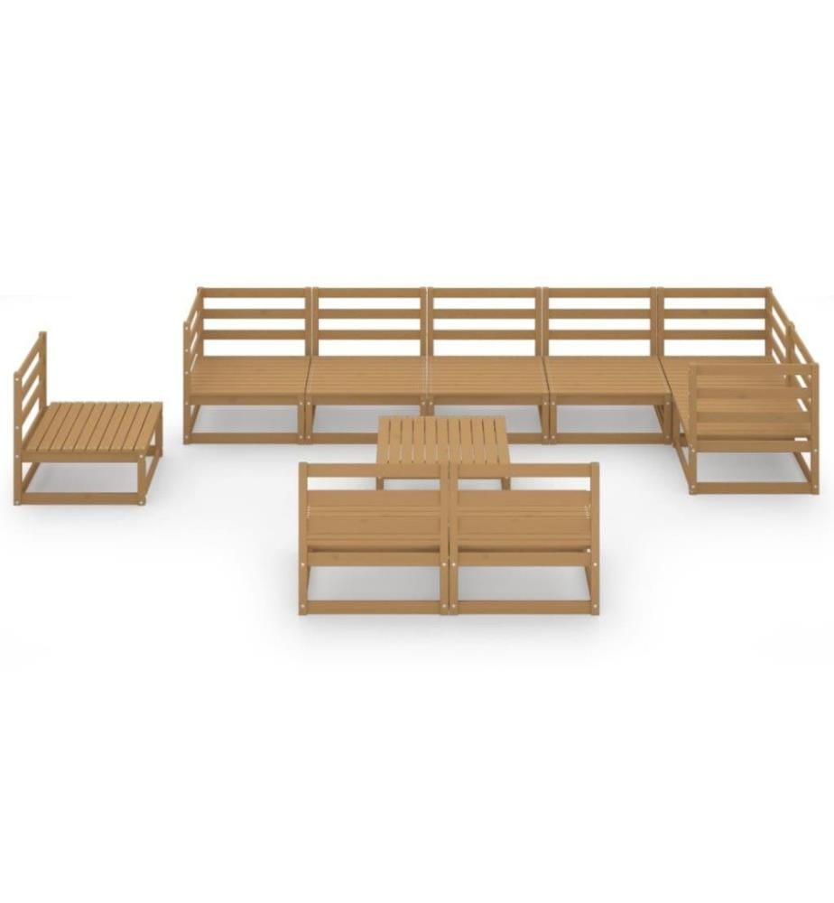 10-tlg. Garten-Lounge-Set Honigbraun Massivholz Kiefer