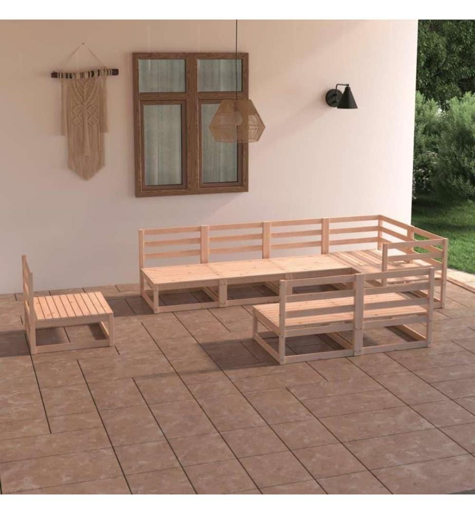 8-tlg. Garten-Lounge-Set Massivholz Kiefer