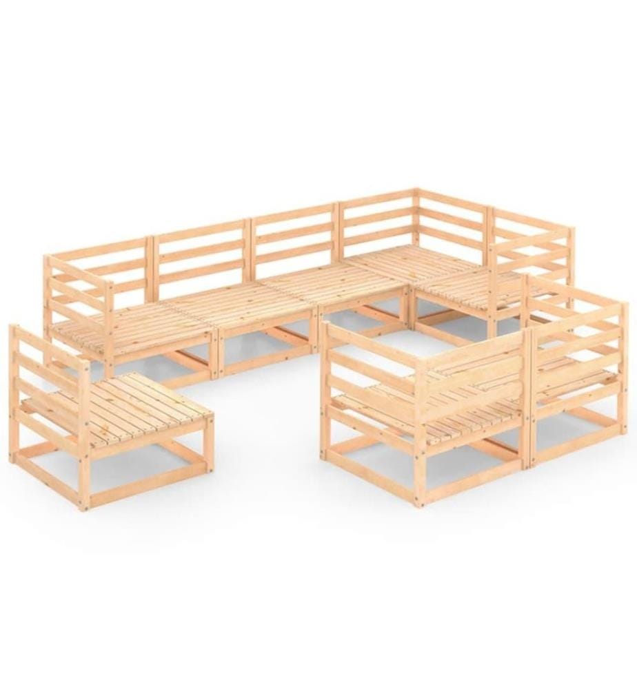 8-tlg. Garten-Lounge-Set Massivholz Kiefer