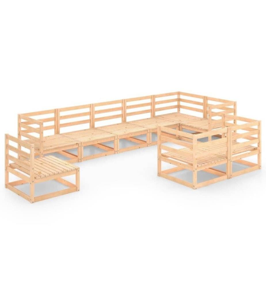 9-tlg. Garten-Lounge-Set Massivholz Kiefer