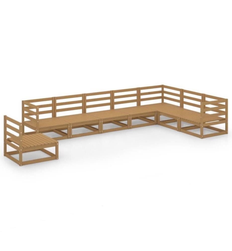 8-tlg. Garten-Lounge-Set Honigbraun Massivholz Kiefer