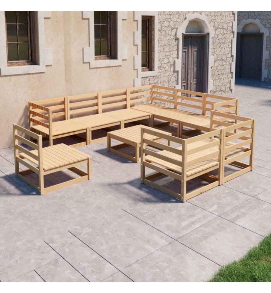 10-tlg. Garten-Lounge-Set Massivholz Kiefer