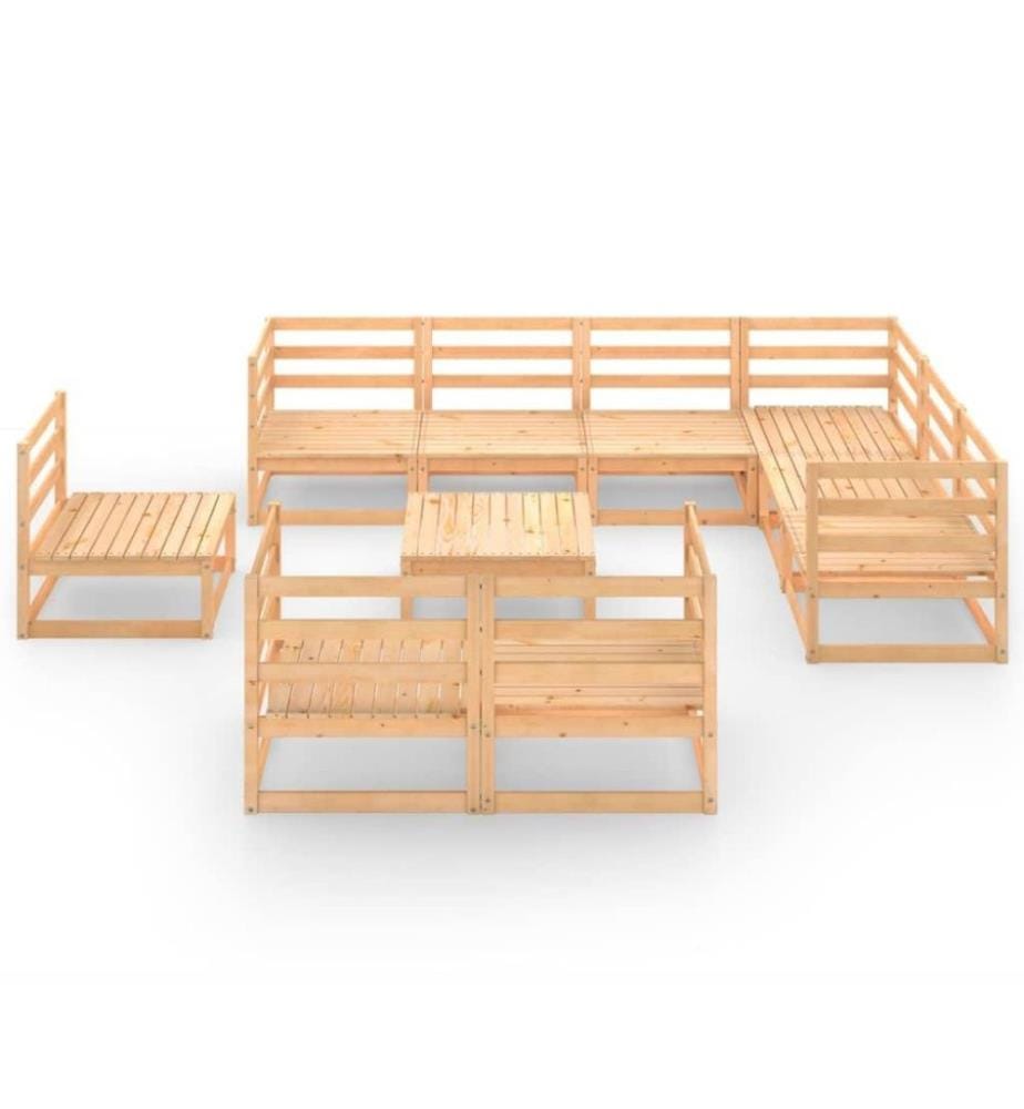 10-tlg. Garten-Lounge-Set Massivholz Kiefer