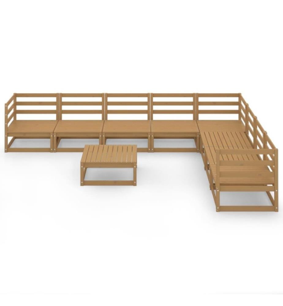 9-tlg. Garten-Lounge-Set Honigbraun Massivholz Kiefer