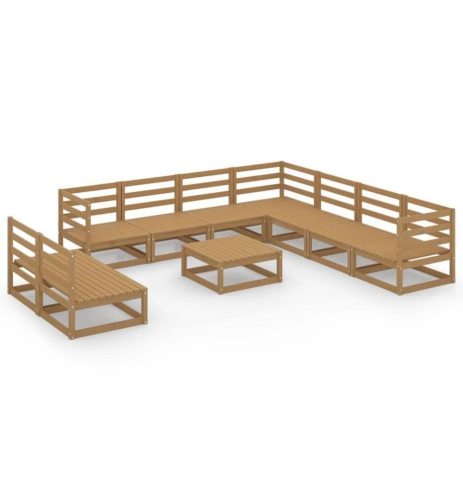 10-tlg. Garten-Lounge-Set Honigbraun Massivholz Kiefer