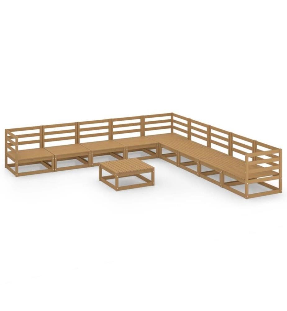 10-tlg. Garten-Lounge-Set Honigbraun Massivholz Kiefer