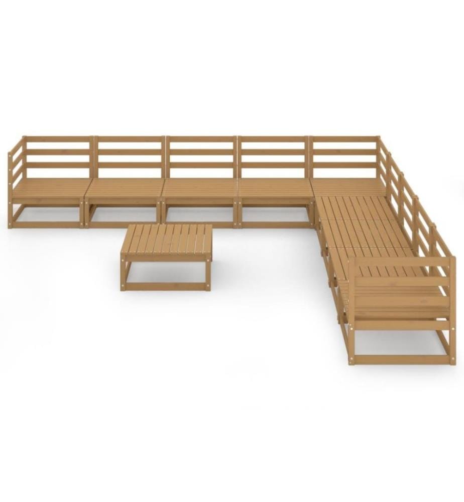 10-tlg. Garten-Lounge-Set Honigbraun Massivholz Kiefer