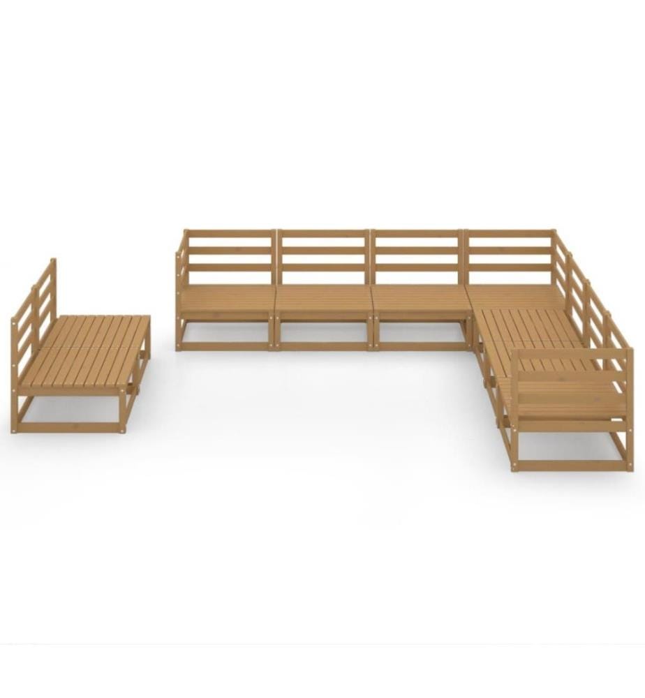 9-tlg. Garten-Lounge-Set Honigbraun Massivholz Kiefer
