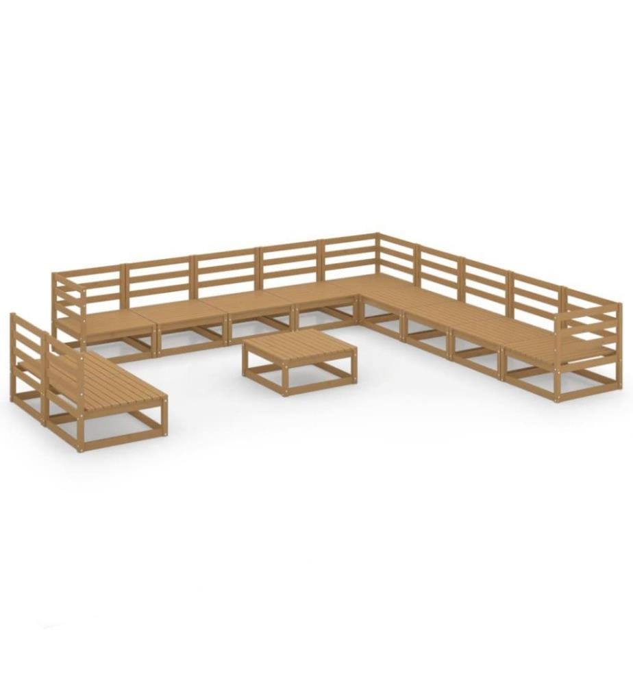 12-tlg. Garten-Lounge-Set Honigbraun Massivholz Kiefer