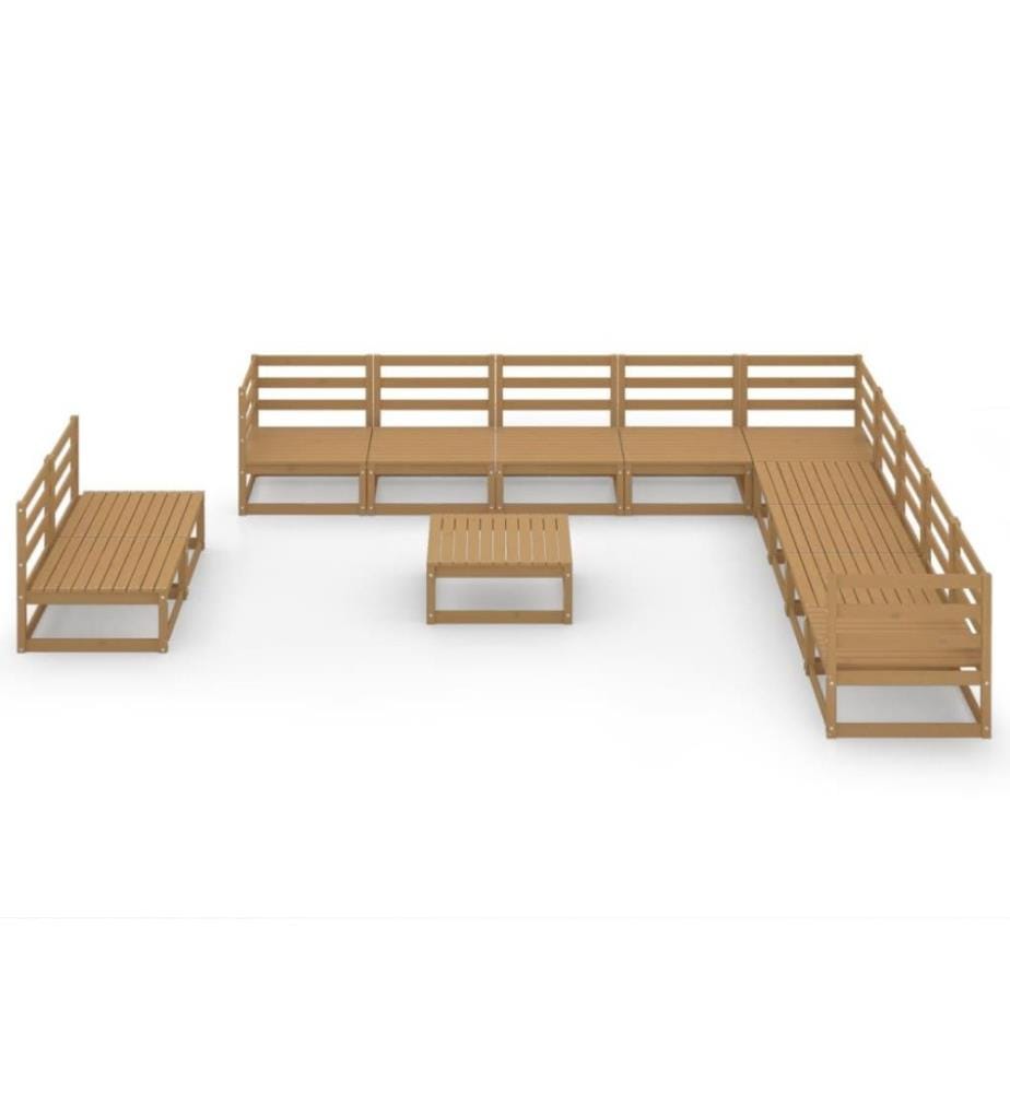 12-tlg. Garten-Lounge-Set Honigbraun Massivholz Kiefer