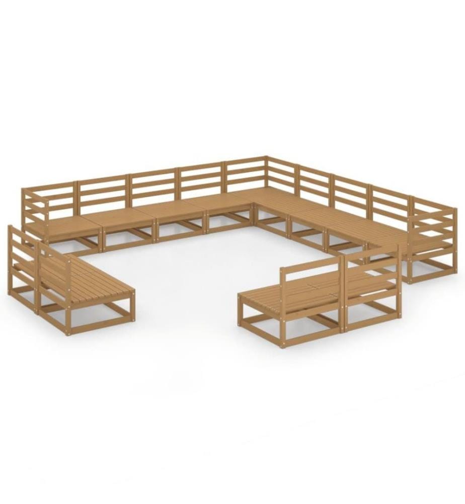 13-tlg. Garten-Lounge-Set Honigbraun Massivholz Kiefer