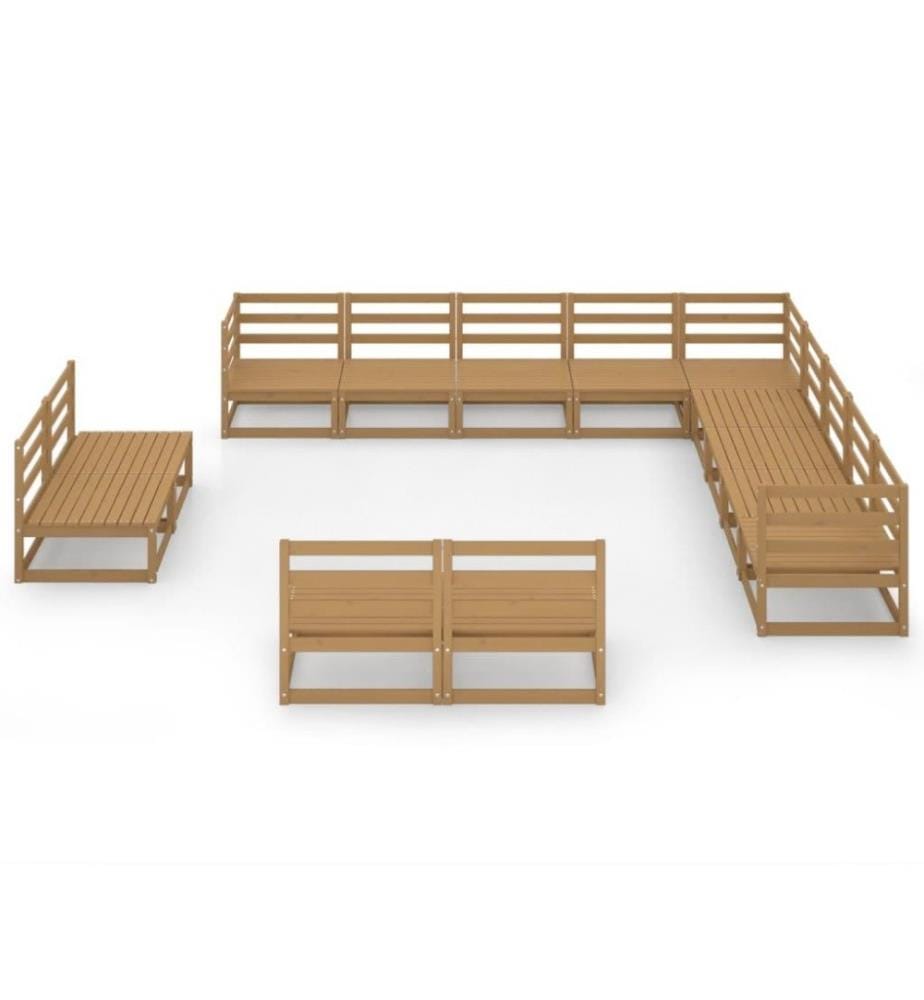 13-tlg. Garten-Lounge-Set Honigbraun Massivholz Kiefer