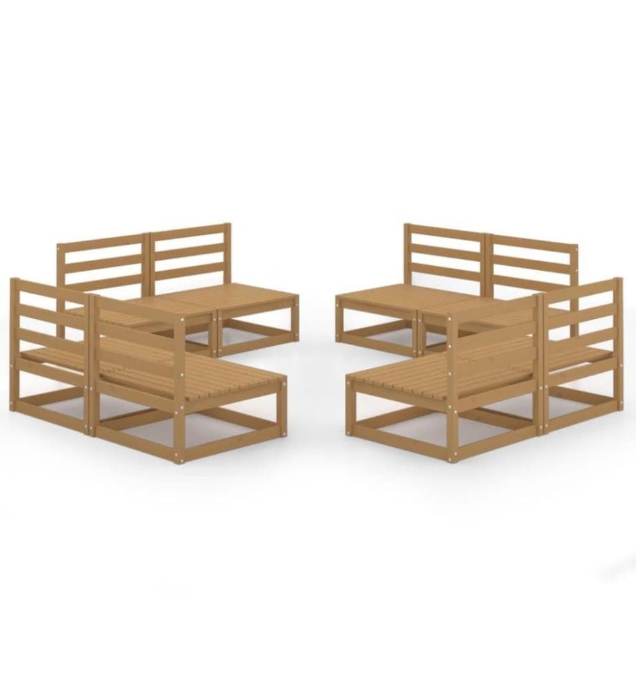 8-tlg. Garten-Lounge-Set Honigbraun Massivholz Kiefer