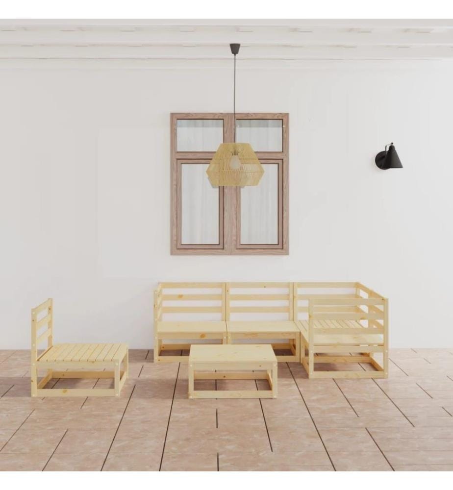 6-tlg. Garten-Lounge-Set Massivholz Kiefer