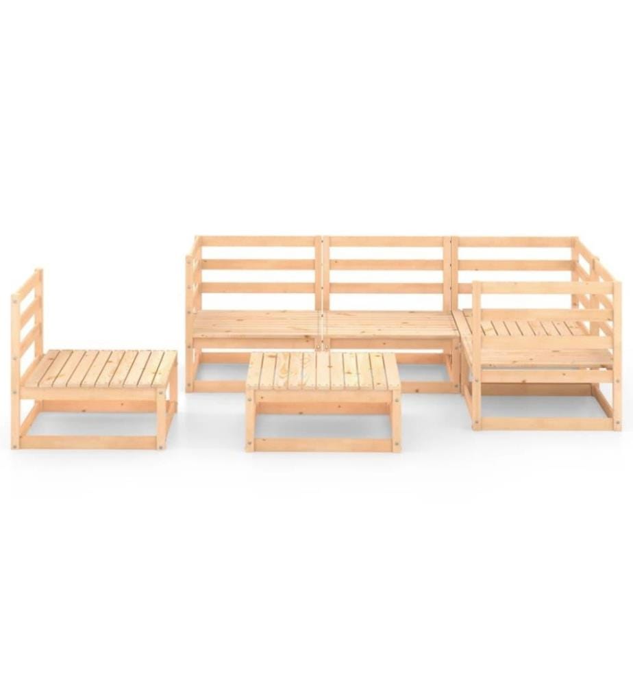 6-tlg. Garten-Lounge-Set Massivholz Kiefer