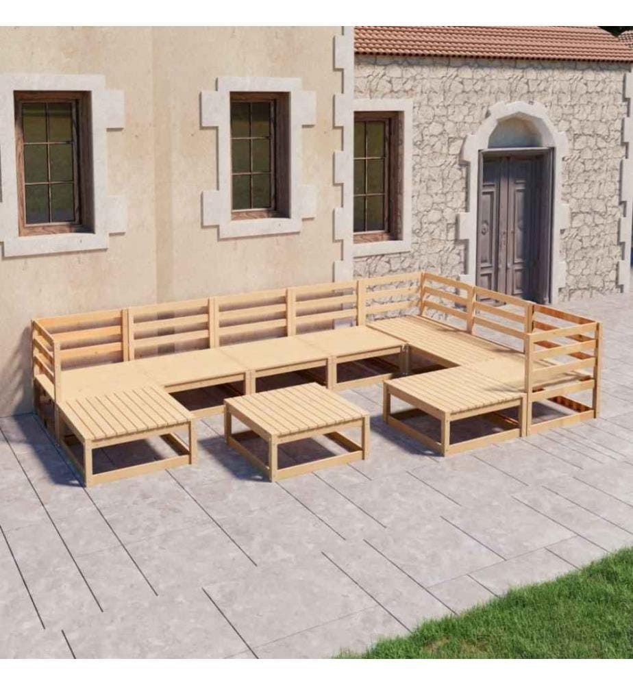 10-tlg. Garten-Lounge-Set Massivholz Kiefer