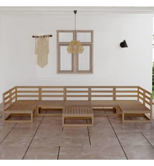 8-tlg. Garten-Lounge-Set Massivholz Kiefer
