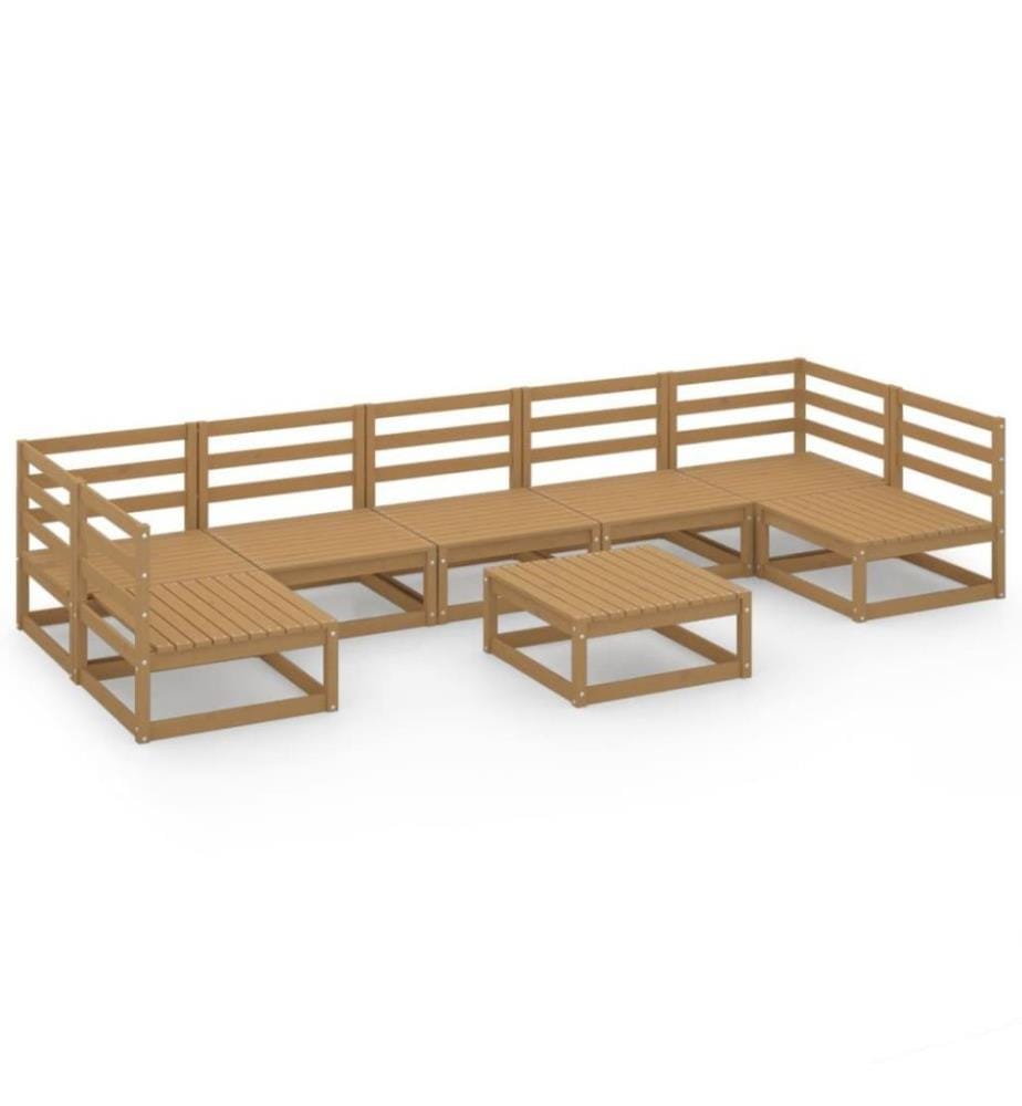 8-tlg. Garten-Lounge-Set Massivholz Kiefer