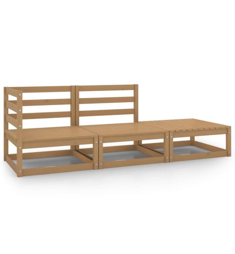 3-tlg. Garten-Lounge-Set Honigbraun Massivholz Kiefer