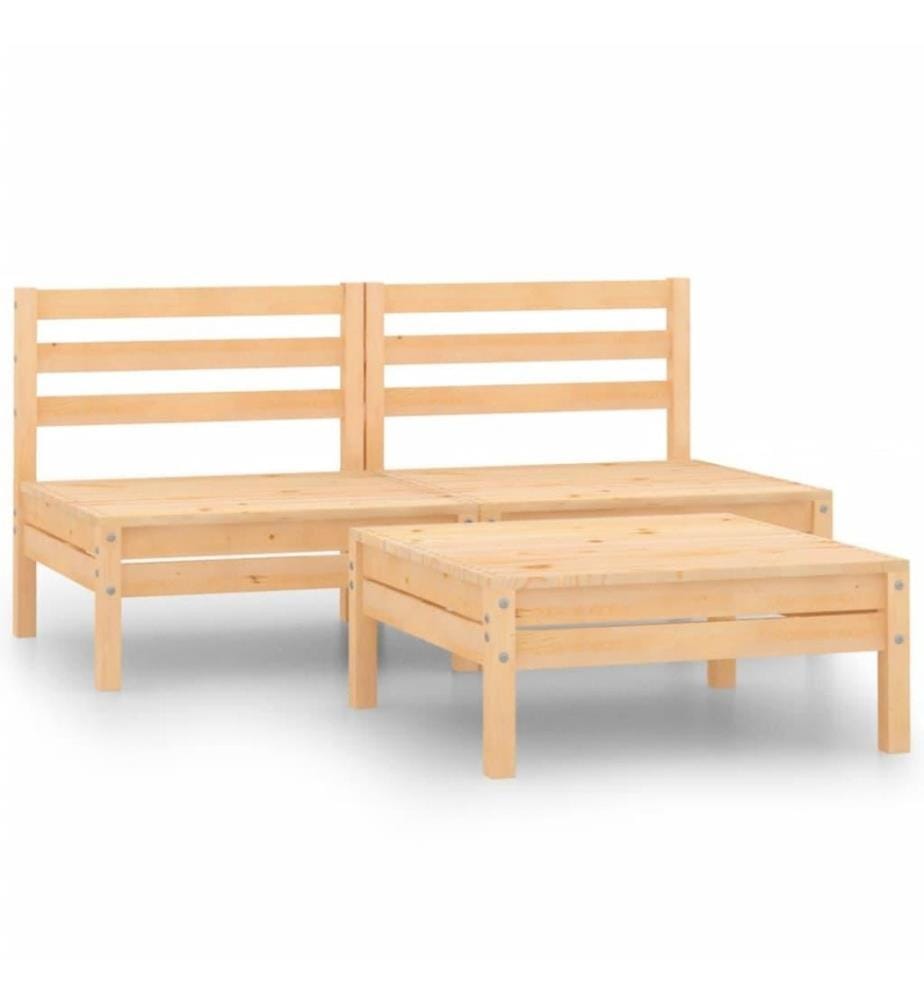 Salon de jardin 3 pcs Bois de pin massif